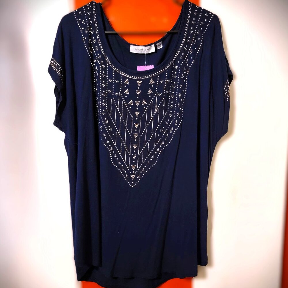 Tempted Hearts Embellished Tunic Top 1X